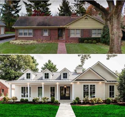 before and after photos of a house in the suburbs