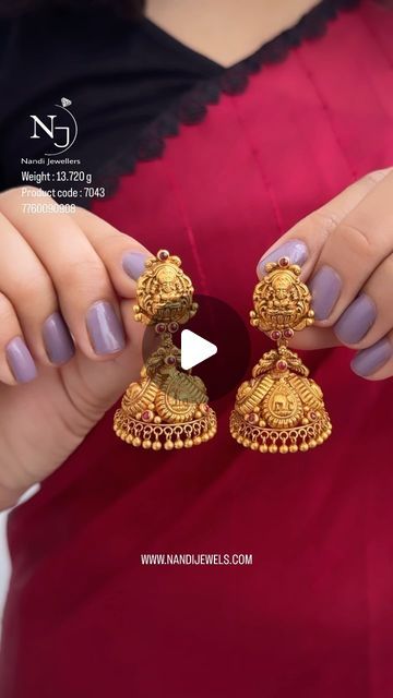 Nandi jewellers | Gold antic jewellery | Mysore on Instagram: "Lakshmi with elephant jhumka 7043 
Weight : 13.720 grams 
Gold : 22 carat 
#lakshmi #gold #jewelry #wedding #women #fashion #trending #reels #beautiful #earrings #fashionblogger #love #life #couple #cute #engagement #bride #explore #design #foryou" Nandi Jewellers, Gold Jewelry Wedding, Antic Jewellery, Jhumka Designs, Engagement Bride, Simple Rangoli Border Designs, Rangoli Border, Rangoli Borders, Couple Cute