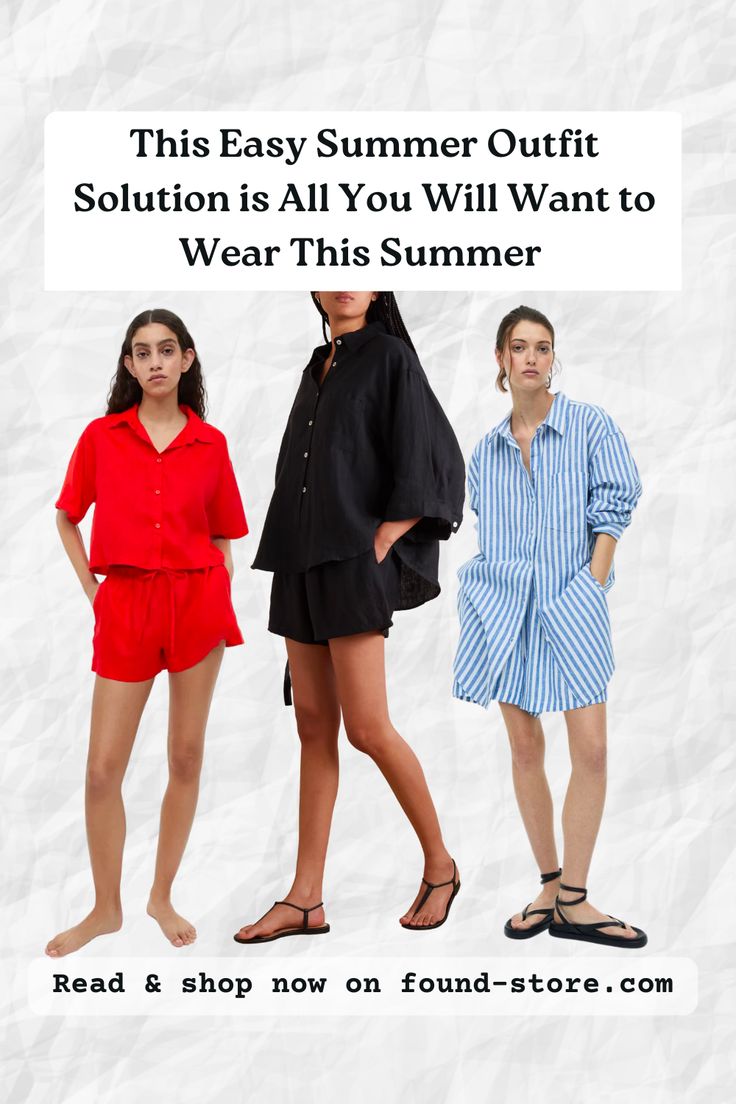 When the heat sets in and you can't be dealing with faffing to find an outfit, a shirt and shorts set is your chic and oh-so-comfortable summer outfit saviour. From crisp cotton to summer-ready brights and the chicest sets for minimalists, these are the 18 easy breezy shirt and shorts sets to snap up before they are gone. Trust us, this is all you will want to wear all summer. Comfortable Summer Outfits, Holiday Style Summer, Oversized Linen Shirt, Short Sleeve Linen Shirt, Summer Party Outfit, Summer Holiday Outfits, White Linen Shirt, European Summer Outfits, Simple Summer Outfits