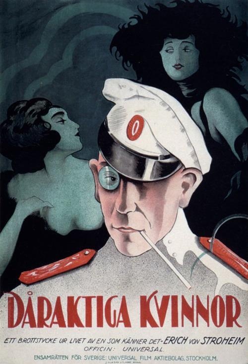 an old poster shows a man in uniform with two women behind him and the caption foolish wives