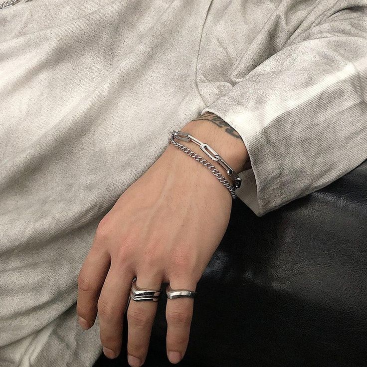 OH Solid Chains Bracelet - OH Garments Asian Trending Streetwear Mens Silver Jewelry, Titanium Bracelet, Free Bracelet, Metal Accessories, Double Chain, Layered Bracelets, Clothing Styles, Tennis Bracelet, Basic Colors