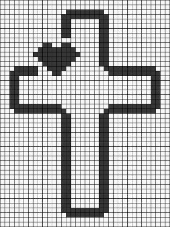 the cross is made up of squares in black and white