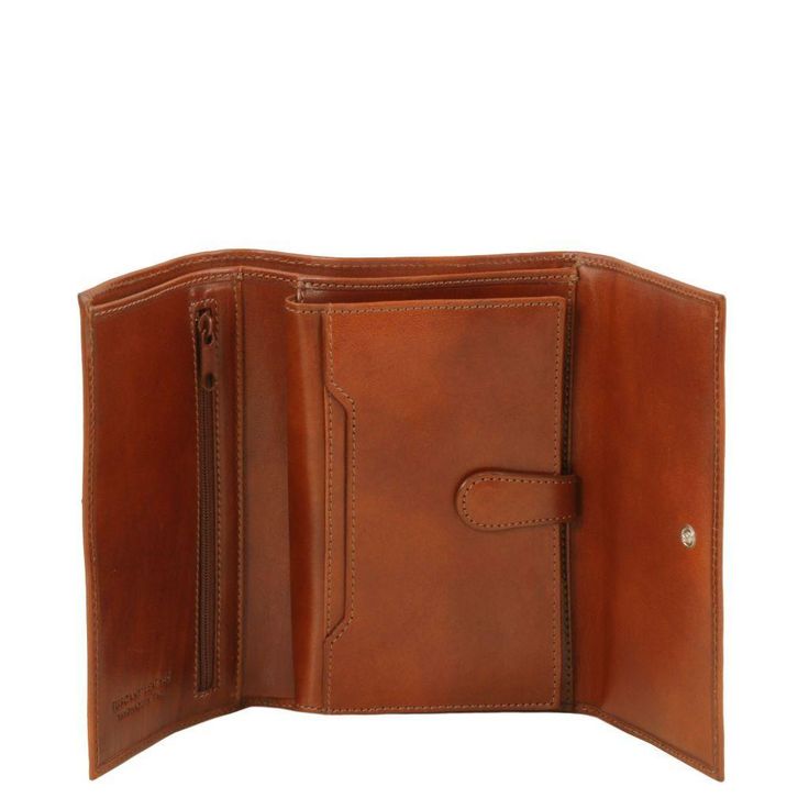 Discover the epitome of sophistication with our finely crafted women's leather wallets italian leather. Each piece is a testament to exquisite Italian craftsmanship, tailored for the modern woman who values both style and functionality.  Our wallets are meticulously handcrafted by skilled Italian artisans using the finest full-grain leather sourced from Italy. The rich texture and durability of the leather ensure a product that not only looks stunning but also stands the test of time.  Inside, t Elegant Trifold Wallet With Card Slots For Evening, Elegant Evening Trifold Wallet With Coin Pocket, Rectangular Trifold Wallet With Coin Pocket, Elegant Trifold Wallet For Business, Elegant Trifold Wallets For Business, Modern Trifold Wallet For Business, Elegant Brown Wallet For Daily Use, Elegant Trifold Wallet With Card Slots For Travel, Elegant Cognac Wallet