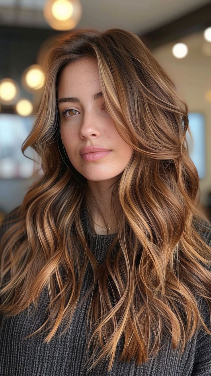 On Trend Hairstyles, Amber Golden Brown Hair, Coppery Brown Hair Caramel Highlights, Auburn Honey Balayage, 3 Dimensional Hair Color Brunettes, Chestnut With Blonde Highlights, Honey Auburn Balayage, Medium Length Golden Brown Hair, Hair Colors For Very Pale Skin