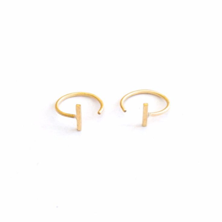 Distinctive Spohisticated Hand-Crafted Staple Bar Hugging Hoops - 0253 - Virginia Wynne Designs Minimalist Yellow Gold Hoop Earrings, Minimalist 14k Gold Huggie Earrings, Minimalist Small Hoop Huggie Earrings, Minimalist Yellow Gold Cartilage Earrings For Everyday, Minimalist Huggie Hoop Earrings, Minimalist 14k Yellow Gold Cartilage Earrings, Everyday Minimalist Gold Cartilage Earrings, Minimalist 14k Gold-filled Cartilage Earrings, Gold Minimalist Cartilage Earrings For Everyday