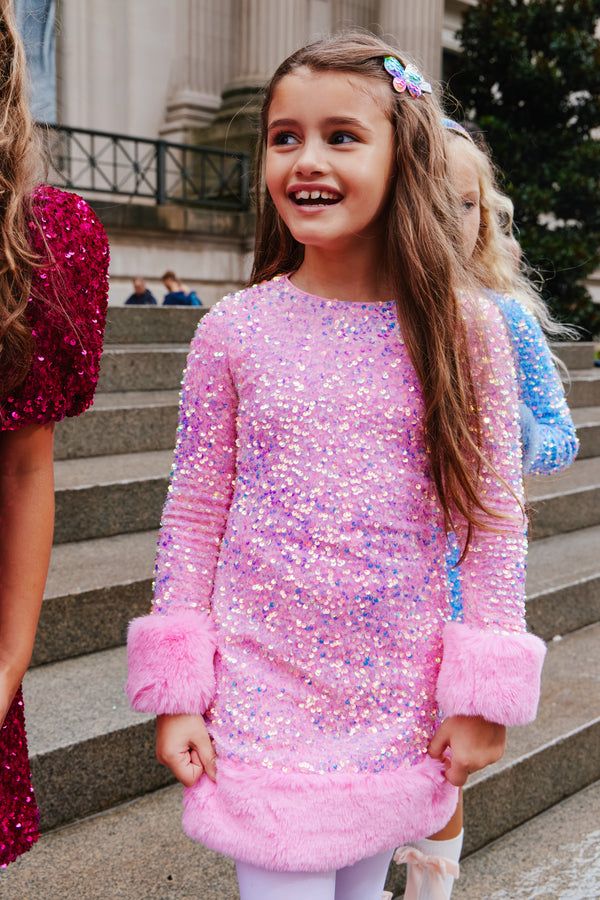 Sabrina Shimmer Dress Sparkly Dresses Sheergirl, Pink Sparkly Dress Sheergirl, Fur Cuffs, Hair Care Gifts, Leopard Print Shoes, Shimmer Dress, Holiday Pajamas, Fragrance Design, Fashion Help