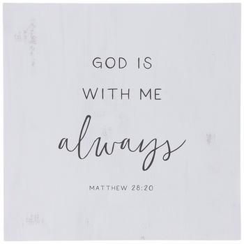 the words god is with me always written on a white background