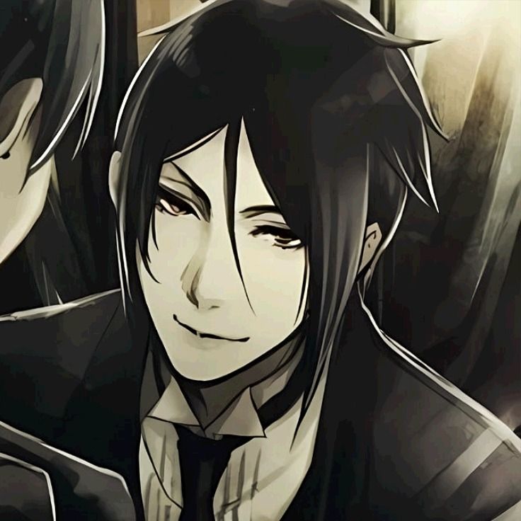 an anime character with black hair wearing a suit and tie, looking at the camera