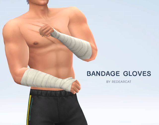 an animated image of a man with bandages on his arm and hand wrapped around his elbow