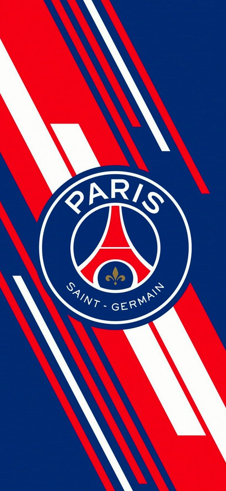 the paris saint - germain logo is shown in red, white and blue striped stripes