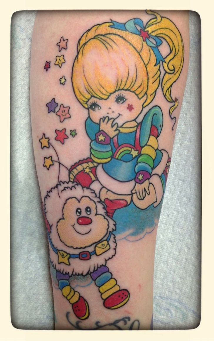 Rainbow Brite Tattoo, Pride Tattoo, Bright Tattoos, Rainbow Tattoos, Sick Tattoo, Cartoon Character Tattoos, Theme Tattoo, Kawaii Tattoo, Bear Tattoo