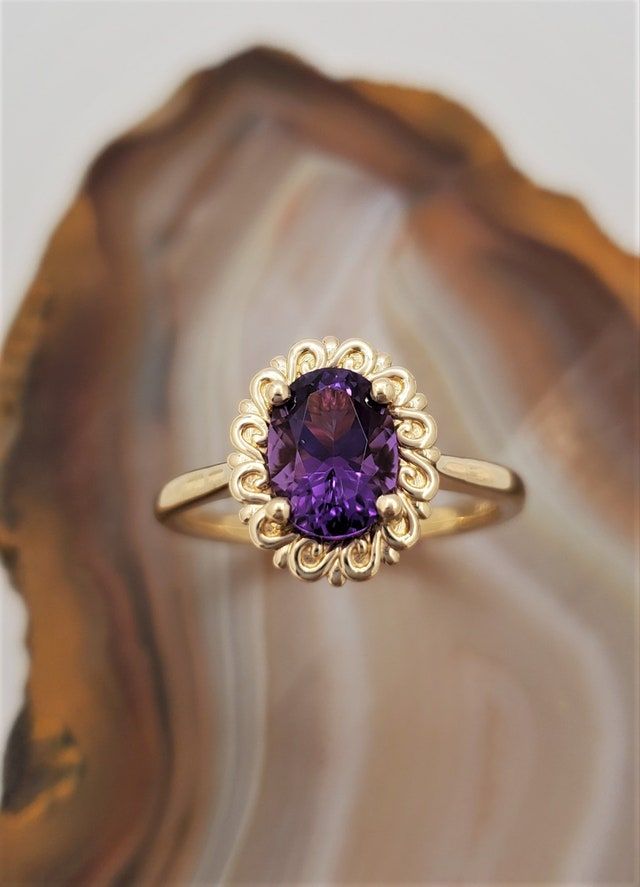 CreaserJewelers - Etsy Emerald Amethyst Ring, Gold Ring With Purple Stone, Amethyst Engagement Ring Gold, Amethyst Jewelry Ring, Amethyst Ring Gold, Vintage Amethyst Ring, Yellow Gold Amethyst Ring, Purple Stone Ring, Victorian Style Rings