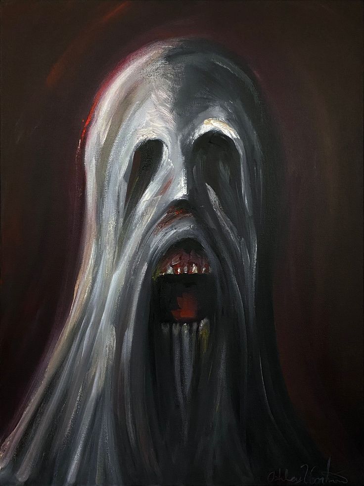 a painting of a ghost with its mouth open