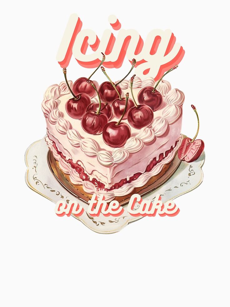 a cake with cherries and the words enjoy on it's top is shown