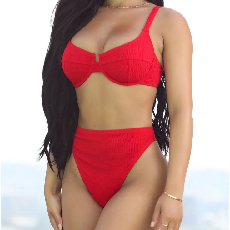 Brand New With Tags Bikini Set From Fashion Nova. Size 3x. Top Was Tried In Once, Bottoms Were Never Touched. Comes In Original Packaging. Red Underwire Swimwear For Vacation, Bandeau Bathing Suits, Bandeau Swimsuit, Red High, Swimsuit Set, Swim Fashion, Fashion Nova, Women's Fashion, Red