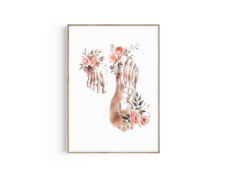 a painting with flowers and hands on it, in the shape of a hand print