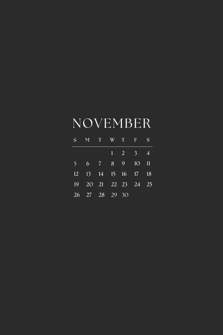 the november wallpaper is black and white with an image of a clock on it