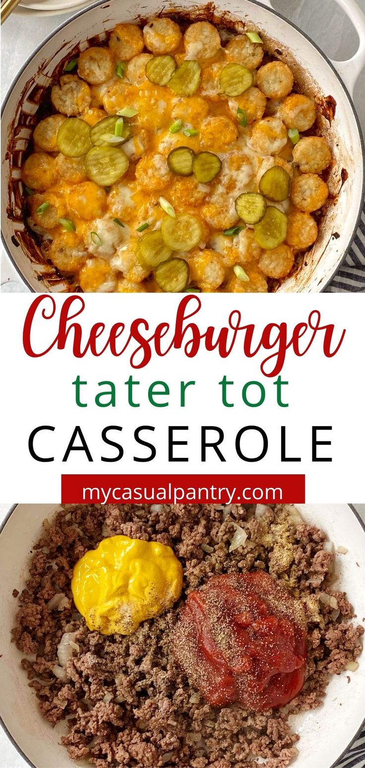 cheeseburger tater tot casserole is an easy dinner recipe