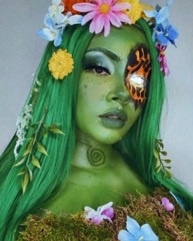 Te Fiti Makeup, Mother Earth Makeup, Earth Day Makeup, Mother Nature Makeup, Te Fiti Moana, Alien Photoshoot, Moana Makeup, Tree Makeup, Te Fiti