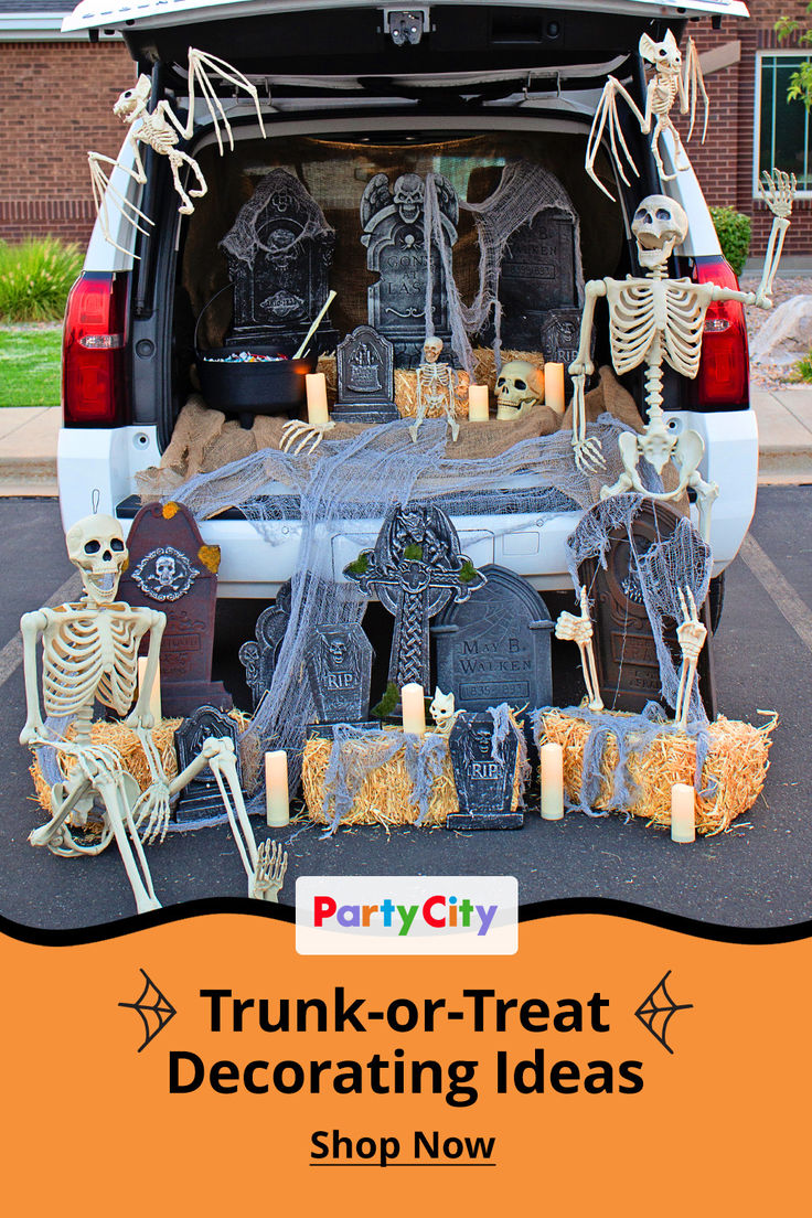 trunk - treat decorating ideas for halloween are displayed in the back of a van