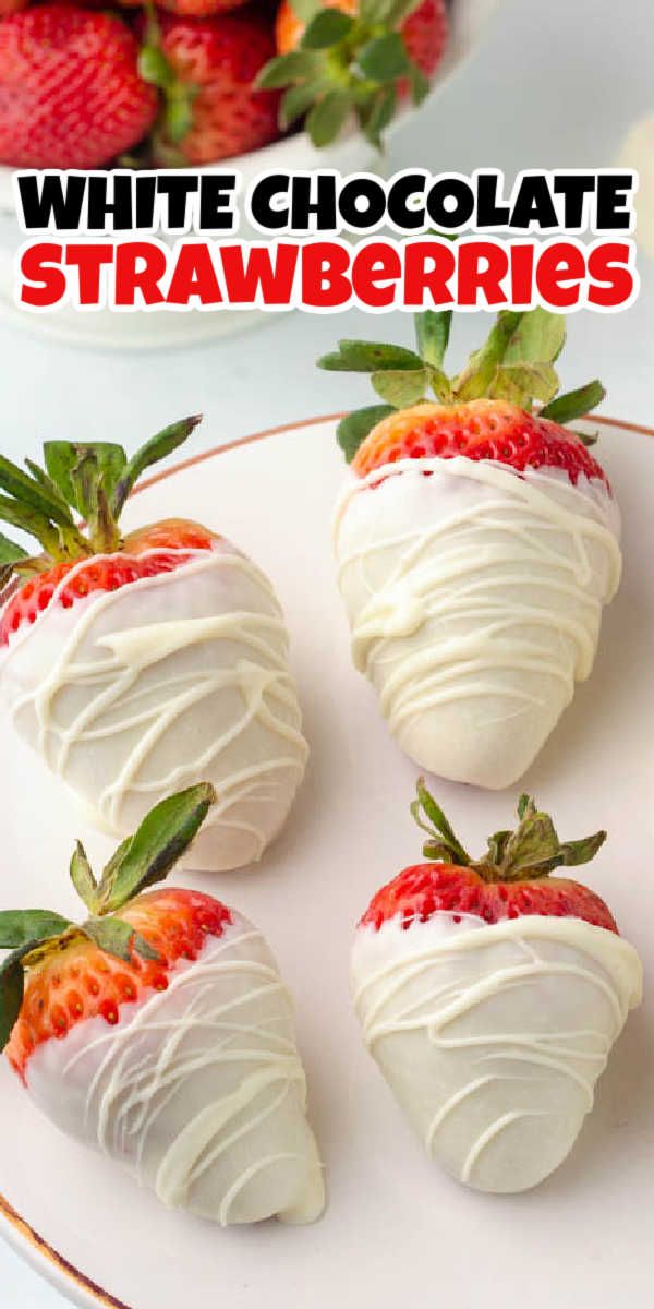 white chocolate strawberries are sitting on a plate