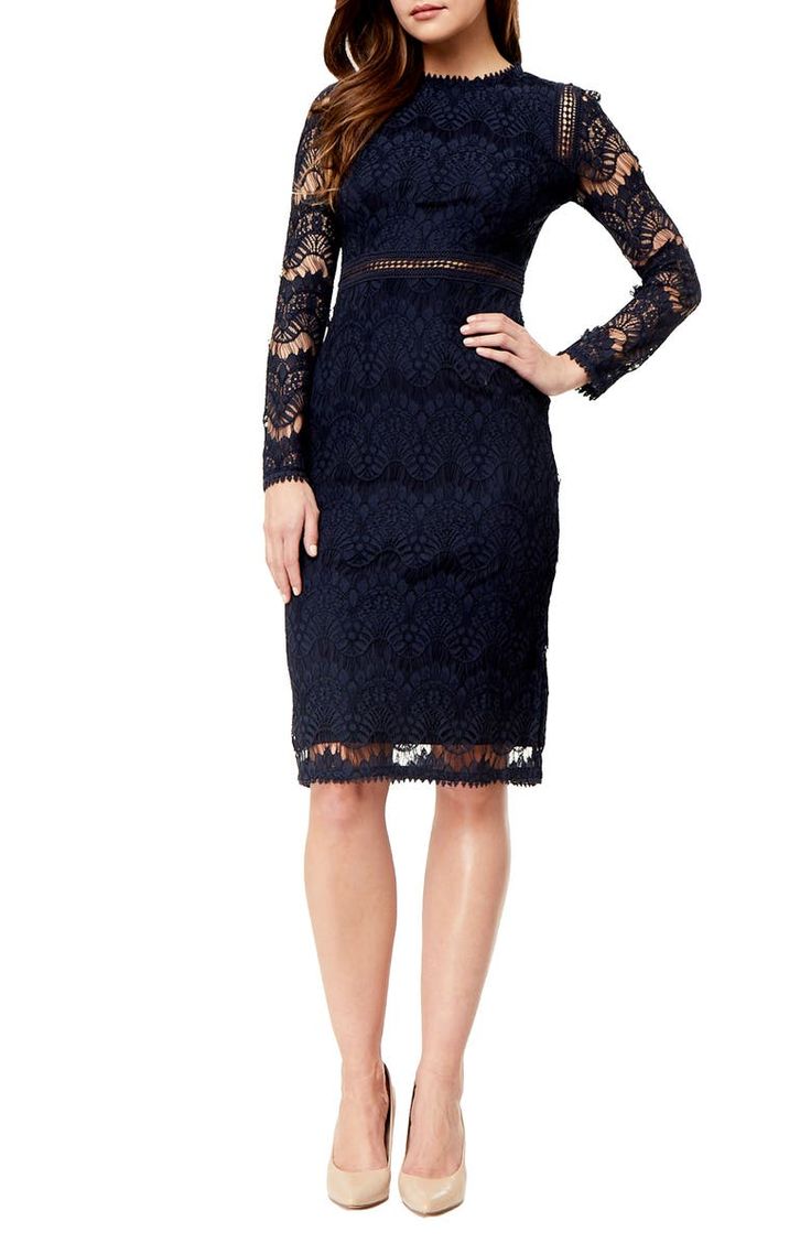 Long Sleeve Lace Mini Dress, Cocktail Dresses With Sleeves, Navy Lace Dress, Daytime Dresses, Lace Long Sleeve, Dressy Dresses, Sleeves Dress, Long Sleeve Lace Dress, Formal Dresses For Women