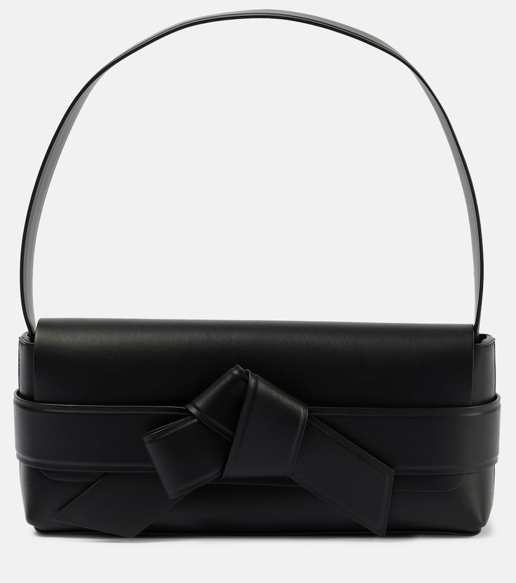 Musubi leather shoulder bag in black - Acne Studios | Mytheresa Acne Studios Bag, Acne Shop, Spring Bags, Debossed Logo, Chanel 2, Demi Fine Jewelry, Shoulder Bag Black, Logo Stamp, Fine Earrings