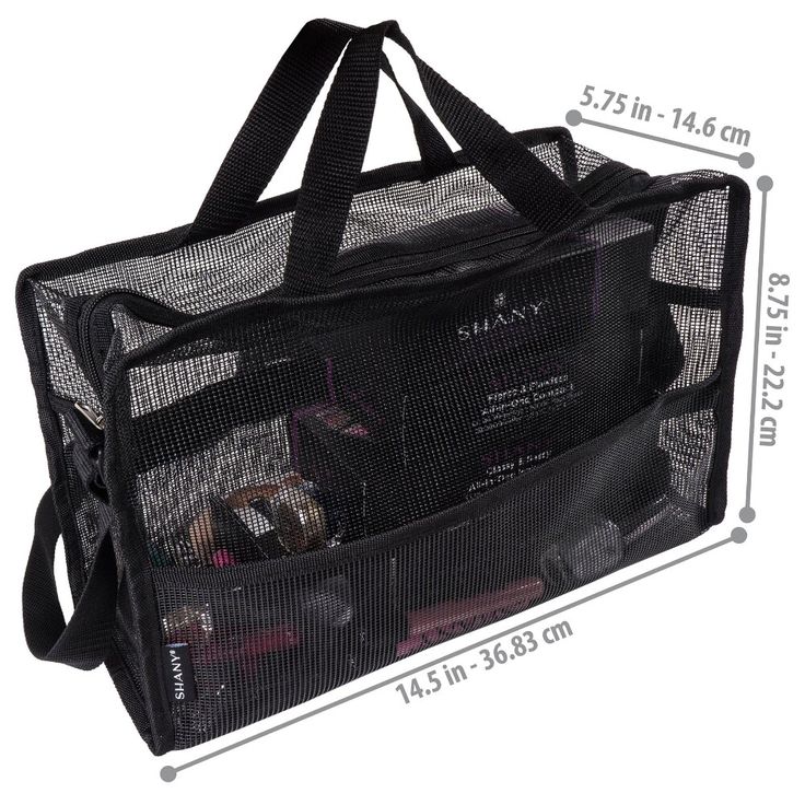 Collapsible, water-resistant see-thru mesh tote Deep external zippered pockets in front and back Convenient size for traveling with flexible material Unisex carry-on bag measures at 14.5 x 9 x 6 inches Black mesh design makes items easy to group and find Breathable design of bag prevents mildew from forming SHANY is a member of PETA. Our products are cruelty free Part of SHANY new line of travel bags, the Collapsible Mesh Bag is a highly versatile cosmetics tote that is see-through and flexible, Tote Bag With Zipper, Mesh Tote Bag, Travel Tote Bag, Bag With Zipper, Bag Makeup, Travel Tote, Mesh Bag, Black Bag, Black Mesh