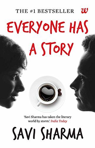 there is a book cover with two men facing each other and one has a cup of coffee