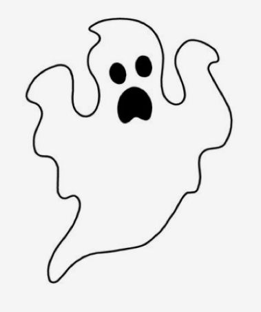 a black and white drawing of a ghost