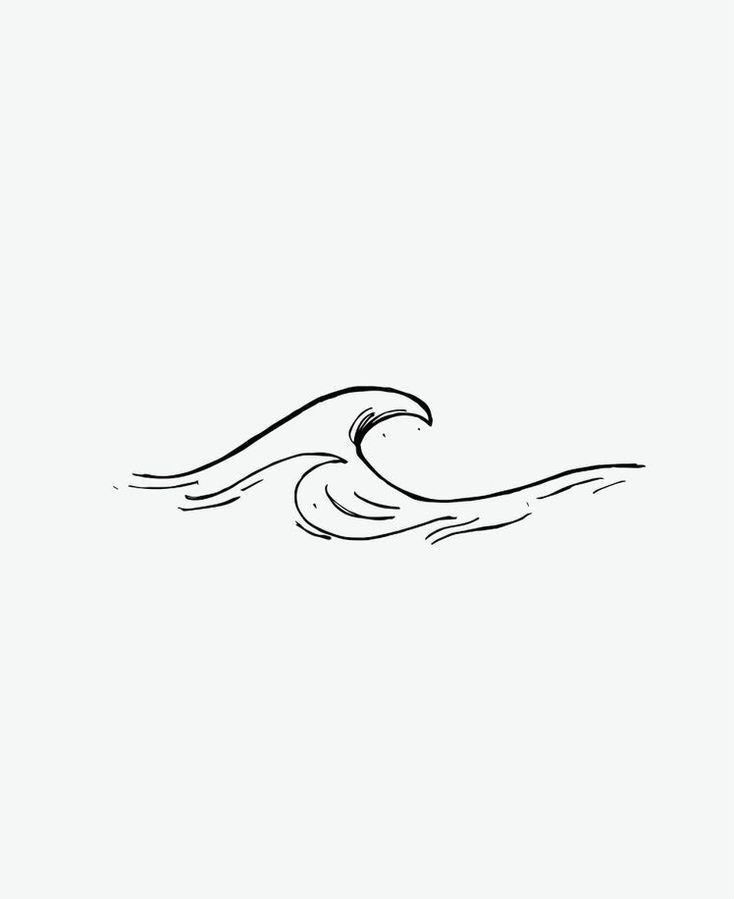 a black and white drawing of a wave