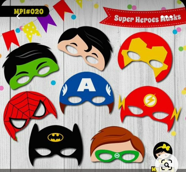 printable children's party masks with superheros