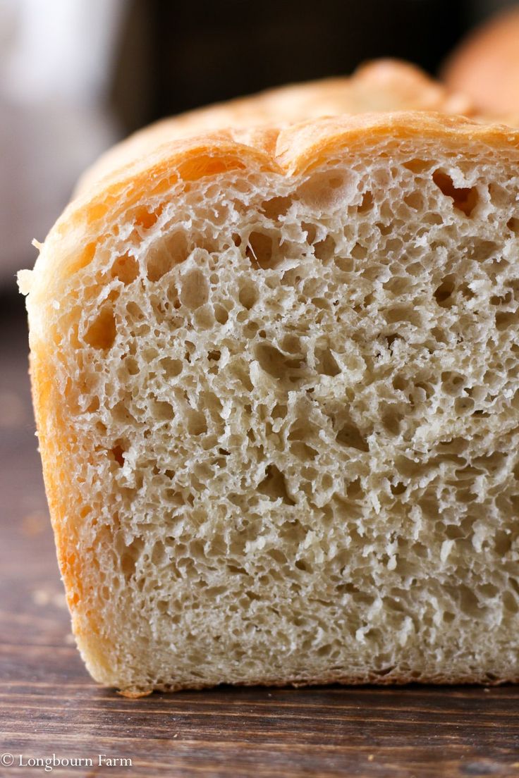 a close up of a piece of bread on a table