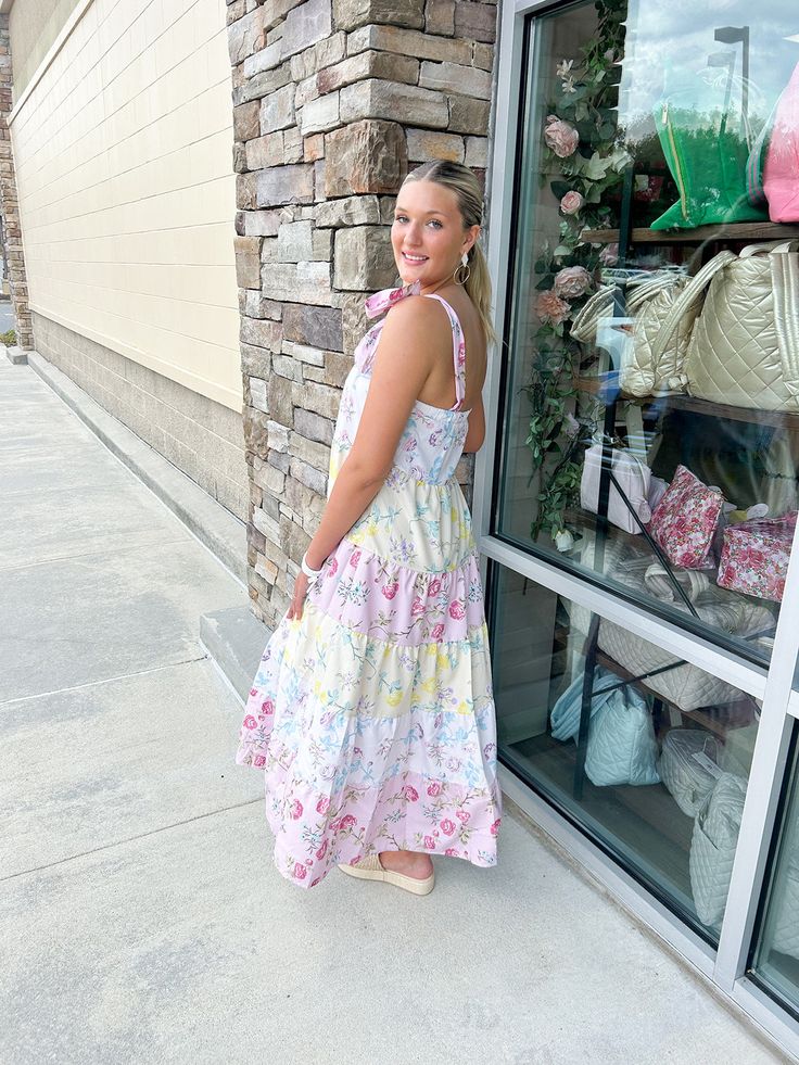 Introducing the Garden Picnic Floral Color-Block Dress! This beautiful dress features a stunning floral print and tiered ruffle design, perfect for any summer outing. The tie straps add a cute touch while keeping you comfortable. Feel confident and stylish in this must-have casual summer dress! Color-block Tired Tie Straps Ruffles Esme is wearing a size medium! Lilah is wearing a size small! Sweet Grace Candle, Garden Picnic, Casual Work Wear, Pink Pineapple, Casual Date Night, Ruffle Design, Block Dress, Vintage Havana, Next Clothes