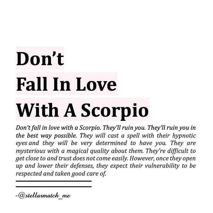 an ad with the words don't fall in love with a scorpioo