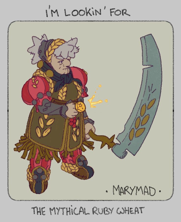 an image of a cartoon character holding a large knife with the caption, i'm looking for mary mad