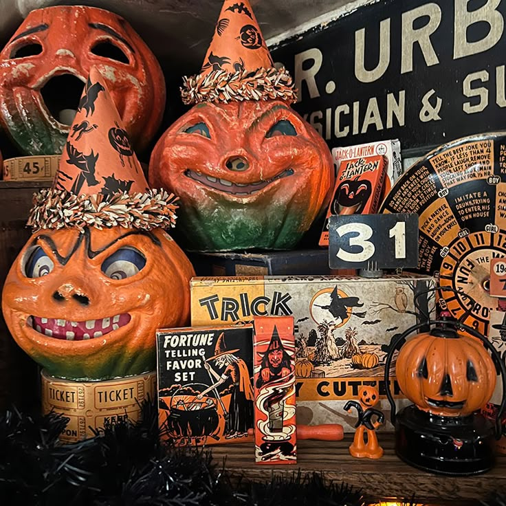 halloween decorations are on display in a store