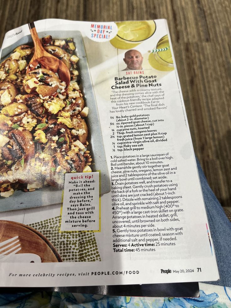 an article in the food and drink section of a magazine about chicken with stuffing on it