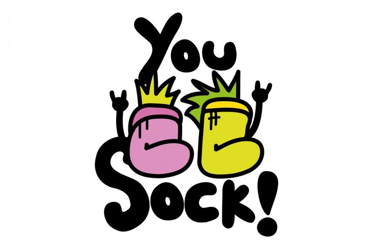 the words you sock are written in black and yellow with crowns on top of them