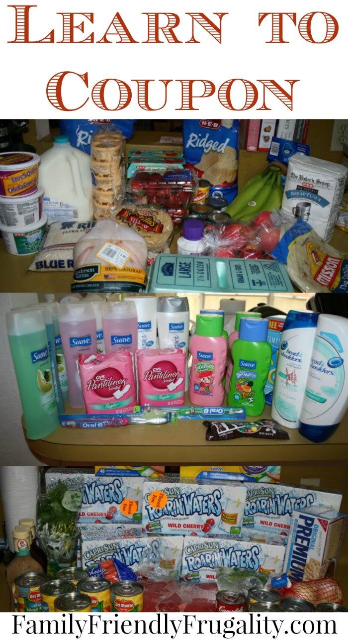 two shelves filled with baby products and other items that are labeled learn to coupon