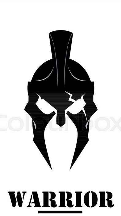 a black and white silhouette of a warrior helmet with the word'warrior'on it