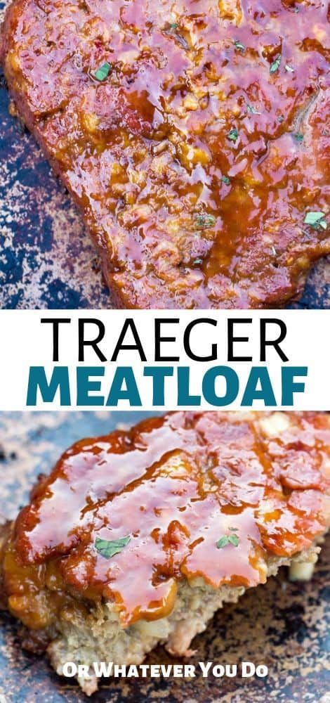 meatloaf with sauce on top and the words tracer meatloaf above it