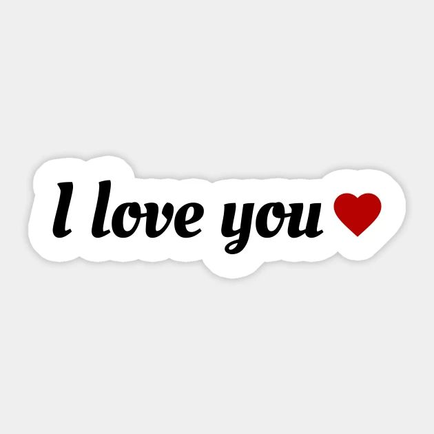 i love you sticker with the word i love you in black on a white background