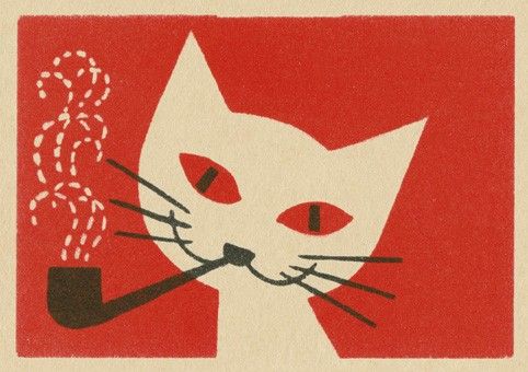 Matchbox Label, Art Greeting Cards, Apartment Art, Office Prints, Cat Posters, Vintage Cat, Cat Illustration, Funky Art, Cat Drawing