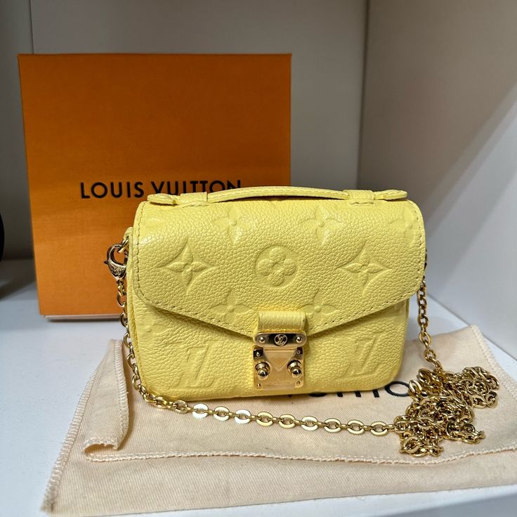 Louis Vuitton Micro Pochette Metis Yellow Monogram Mini Crossbody Shoulder Bag. Brand New With Full Box And Dust Bag. Louis Vuitton Bag Yellow, Louis Vuitton Yellow Bag, Louis Vuitton Mini Pochette, Louie Vuitton, Bags Louis Vuitton, Luxury Bag, Bag Brand, Mini Crossbody, Crossbody Shoulder Bag