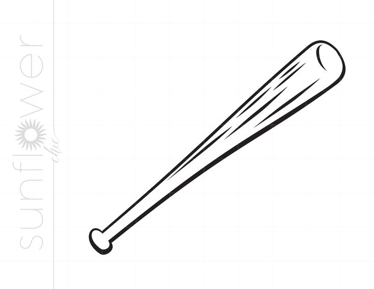 a black and white drawing of a baseball bat