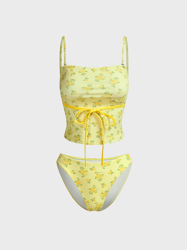 An exclusive offer for you——Affordable prices at Kollyy store, SPU: 48Q0TA4A5542, Color: Yellow, Elasticity:High Elasticity, Material:Jersey. Cute 1 Piece Swimming Suits, Tankini Swimsuits Aesthetic, Cute Floral Swimsuit, Cute Floral Bathing Suits, Cute Swimming Suits For Teenagers, Cute Tankini Bathing Suits, Cute Swimsuit Aesthetic, Cute Yellow Swimsuit, Yellow Two Piece Swimsuit