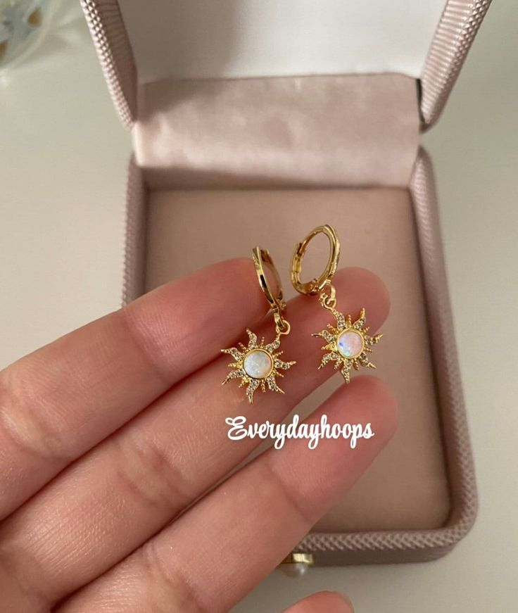 Approx 15mm x 15mm charm Material: Brass, Opal , cubic 18k GOLD plated Huggies.  This pair is perfect for every day wear. Can be worn in any lobe piercing, they are 18k Gold plated so can be worn everyday and keep their gorgeous gold colour and shine, longer than your standard earring.  Shipping available for International orders * Shipped same/next business day * All earrings come in a gift pouch ✨ * Message me if you have any questions or custom requests 💕 box not included Lobe Piercing, Earrings Minimalist, Opal Earrings, Gold Jewellery, Jewelry Gift, Favorite Jewelry, Gold Earrings, Jewelry Necklace Pendant, Gold Color