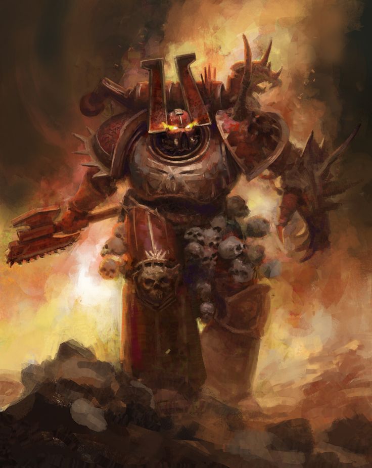 a painting of a warhammer with skulls on it