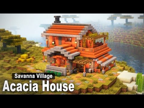 Savanna House Minecraft, Savannah House Minecraft, Minecraft Acacia House Ideas, Acacia Minecraft House, Minecraft Savannah Build, Minecraft Acacia House, Minecraft Savanna House, Minecraft Acacia, Savanna Tree